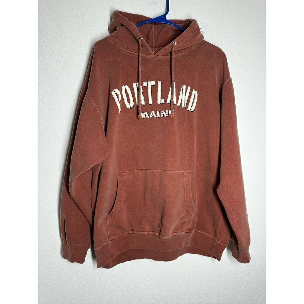 Avalon Apparel Portland Maine Cotton Blend Light Brown Hoodie Size L
